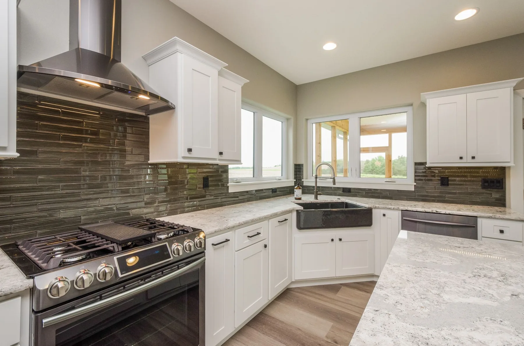 Bright kitchen with stainless-steel appliances